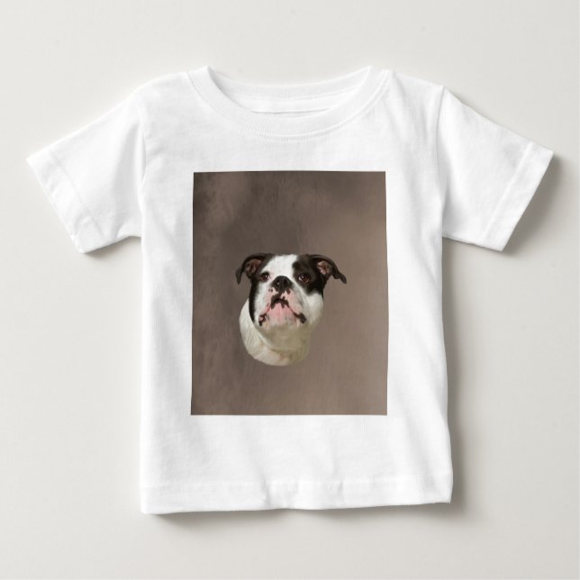 Bulldog Water Colour Art Painting Baby T-Shirt (Front)