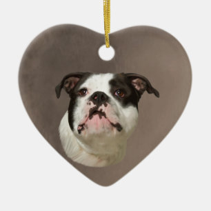 Bulldog Water Colour Art Painting Ceramic Tree Decoration