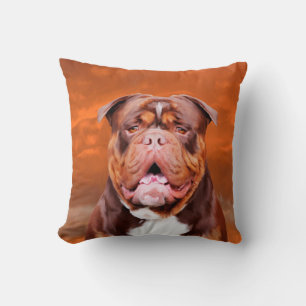 Bulldog Watercolor Art Portrait Cushion