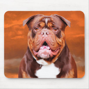 Bulldog Watercolor Art Portrait Mouse Pad