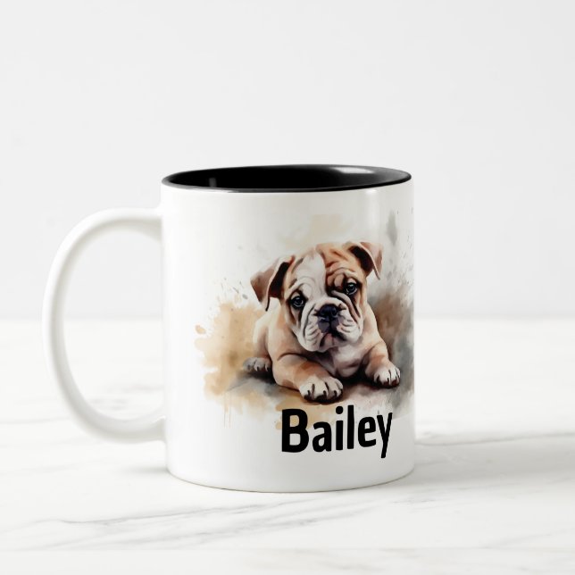 Bulldog Watercolor Mug (Left)