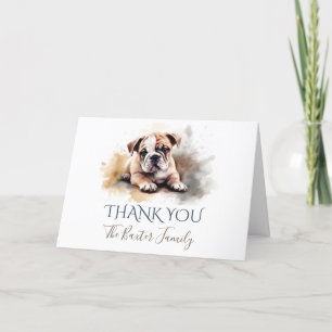 Bulldog Watercolor Thank You Card