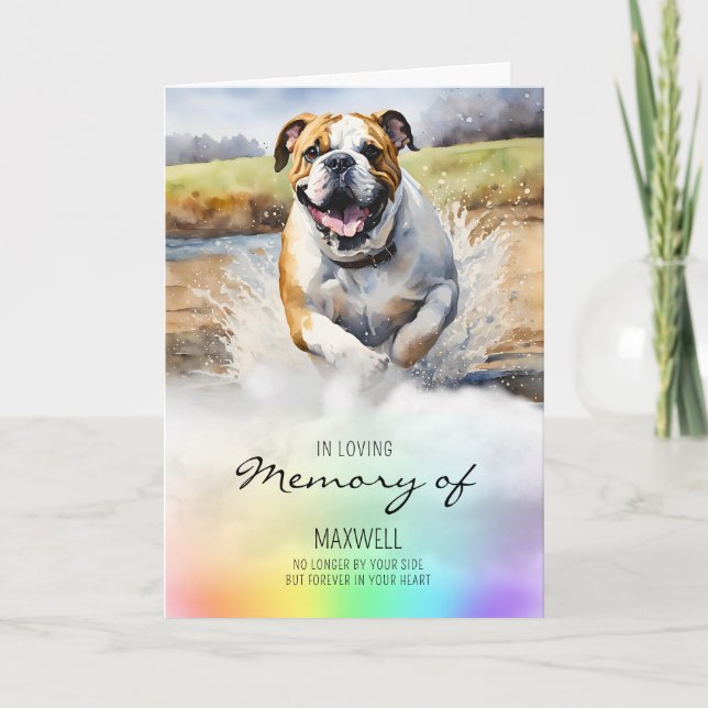 Bulldog watercolour pet dog loss sympathy card (Front)