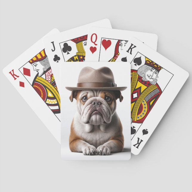 Bulldog Wearing a Fedora  Playing Cards (Back)