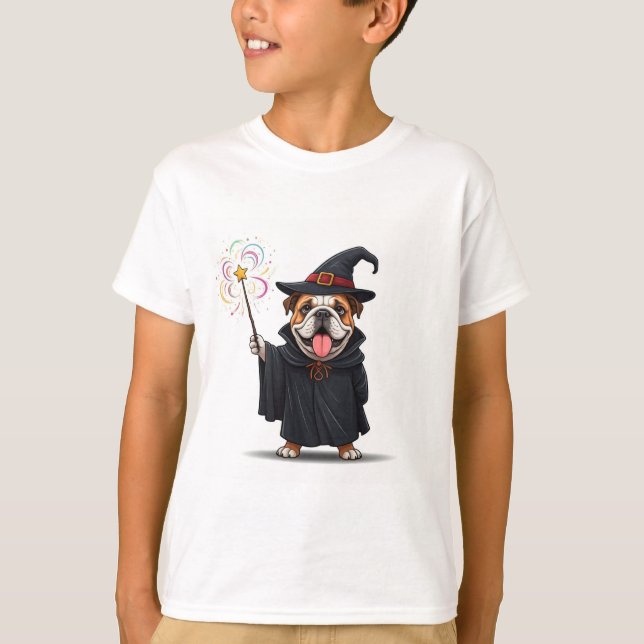 bulldog witch casting a spell T-Shirt (Front)