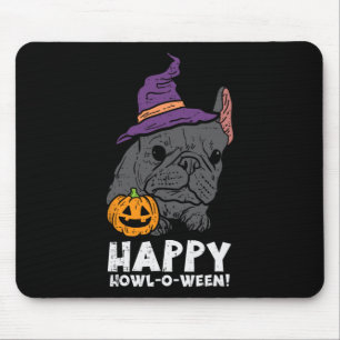Bulldog Witch Happy Howl O Ween Fun Halloween Dog Mouse Pad