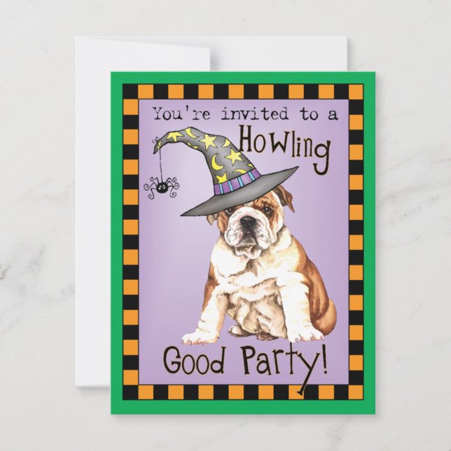 Bulldog Witch Invitation (Front)