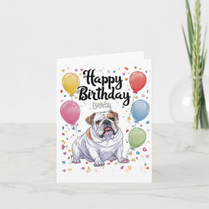 Bulldog with Balloons Card