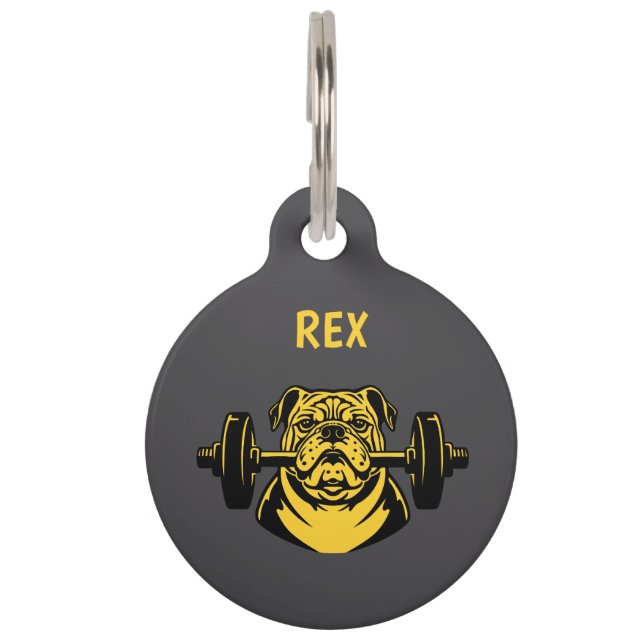 Bulldog With Barbell Pet Tag (Front)