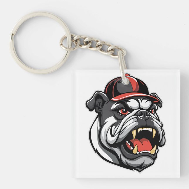 BULLDOG WITH BASEBALL CAP KEY RING (Front)