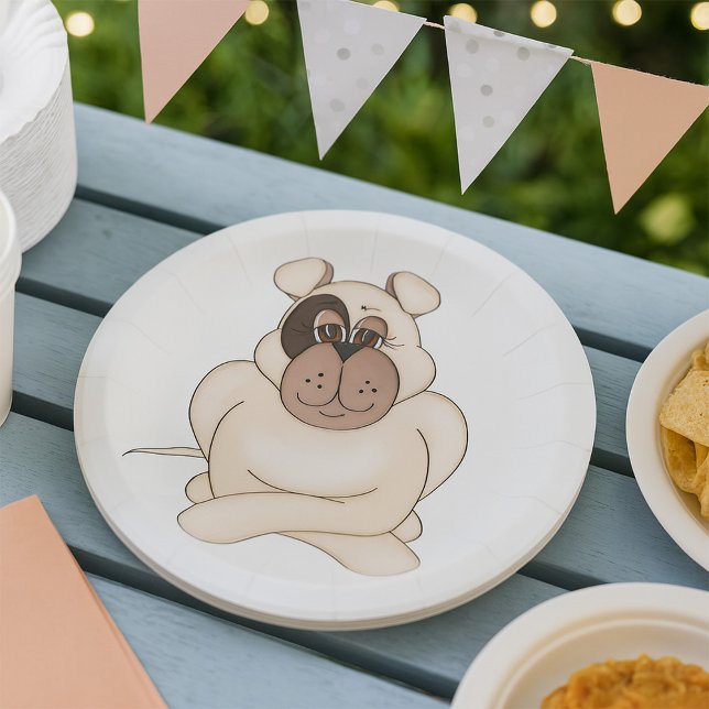 Bulldog with Big Eyes Paper Plate (Creator Uploaded)