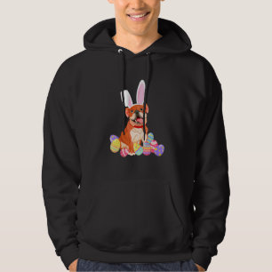 Bulldog With Bunny Rabbit Hat Easter Eggs Happy Ea Hoodie