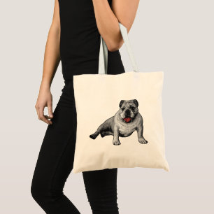 Bulldog with Festive Red Accents Tote Bag
