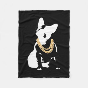 Bulldog With Gold Necklace  Fleece Blanket