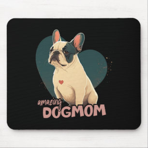 Bulldog With Heart Background Mouse Pad