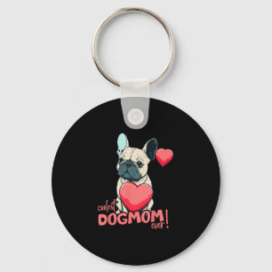Bulldog With Heartballoon - Coolest Dogmom Ever! Key Ring