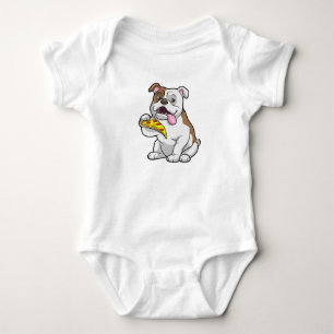 Bulldog with Piece of Pizza Baby Bodysuit