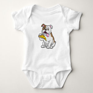 Bulldog with Piece of Pizza Baby Bodysuit