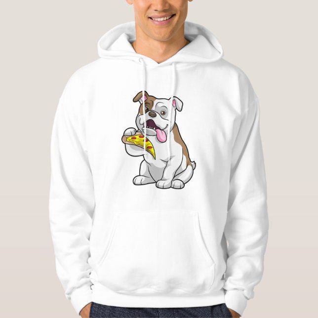 Bulldog with Piece of Pizza Hoodie (Front)