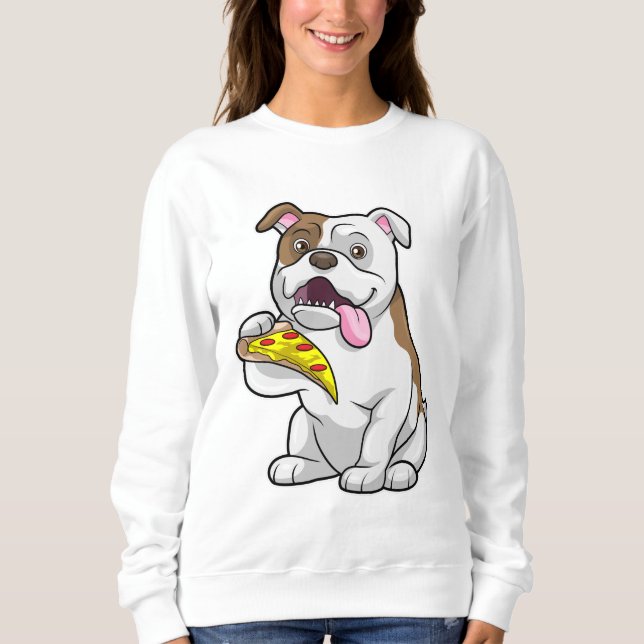 Bulldog with Piece of Pizza Sweatshirt (Front)
