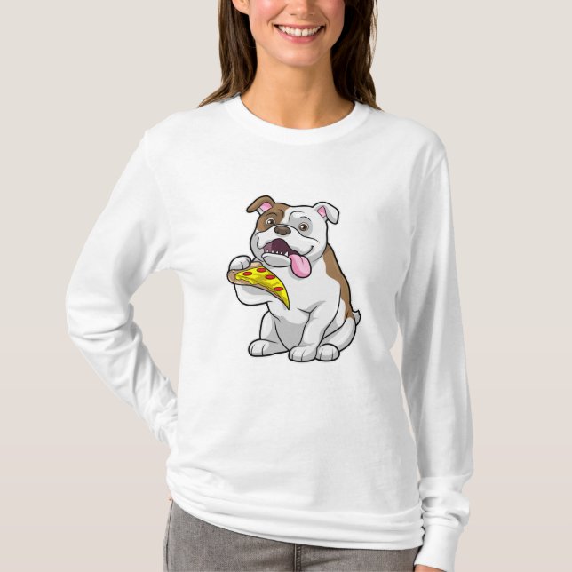 Bulldog with Piece of Pizza T-Shirt (Front)
