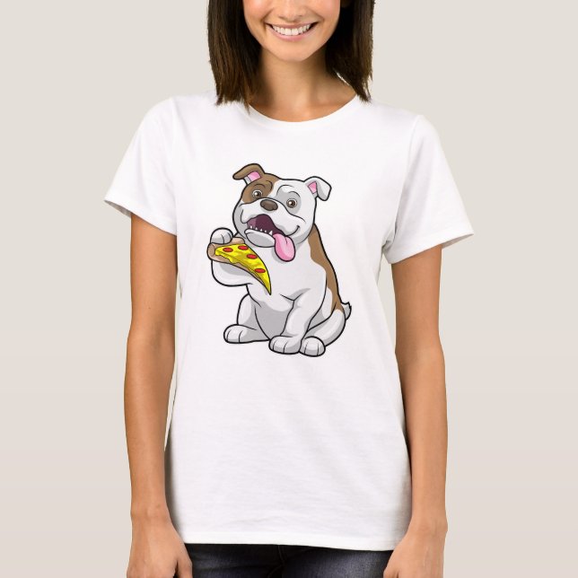 Bulldog with Piece of Pizza T-Shirt (Front)