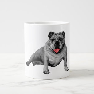 Bulldog with Playful Red Accents Large Coffee Mug