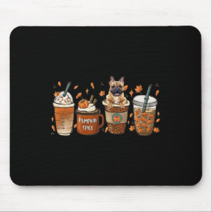Bulldog With Pumpkin Spice Latte Fall Coffee Autum Mouse Pad