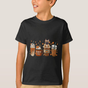 Bulldog With Pumpkin Spice Latte Fall Coffee Autum T-Shirt