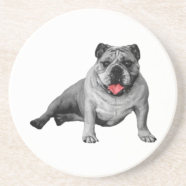 Bulldog with Red-Flecked Charm Coaster (Front)