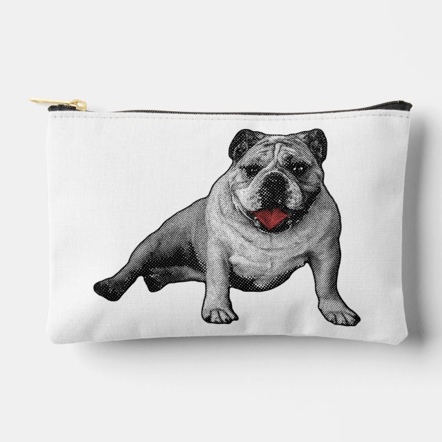 Bulldog with Red Manga Dot Details Accessory Pouch (Front)