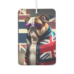 Bulldog with Union Jack Jacket Car Air Freshener