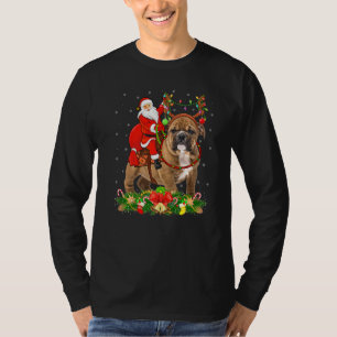 Bulldog Xmas Funny Santa Riding Bulldog Christmas T-Shirt