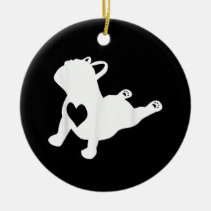 Bulldog Yoga Pose Love Heart Workout Gift Ceramic Tree Decoration