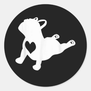 Bulldog Yoga Pose Love Heart Workout Gift Classic Round Sticker
