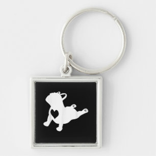 Bulldog Yoga Pose Love Heart Workout Gift Key Ring
