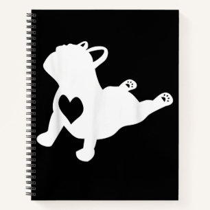 Bulldog Yoga Pose Love Heart Workout Gift Notebook