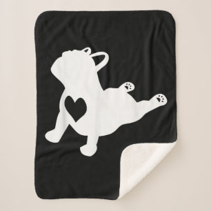 Bulldog Yoga Pose Love Heart Workout Gift Sherpa Blanket