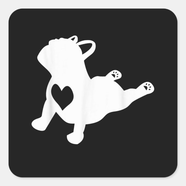 Bulldog Yoga Pose Love Heart Workout Gift Square Sticker (Front)