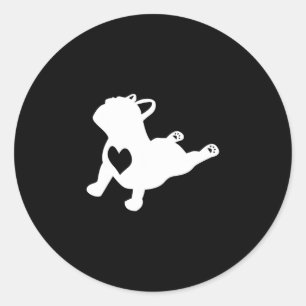 Bulldog Yoga Pose With Heart Of Love French Gift  Classic Round Sticker