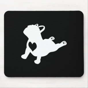 Bulldog Yoga Pose With Heart Of Love French Gift Mouse Pad