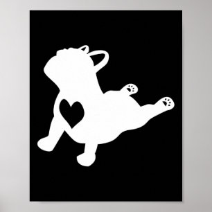 Bulldog Yoga Pose With Heart Of Love French Gift Poster