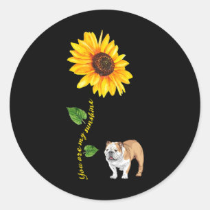 Bulldog You Are My Sunshine Sunflower  Classic Round Sticker