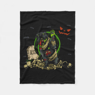 Bulldog Zombie Dog Funny Zombie Dog Halloween Fleece Blanket