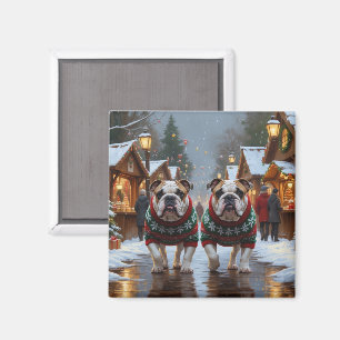 Bulldogs Christmas Snow Holiday Magnet