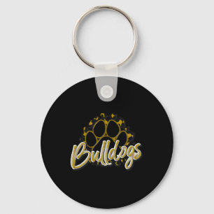 Bulldogs Gold Black Cheetah School Sports Fan Team Key Ring