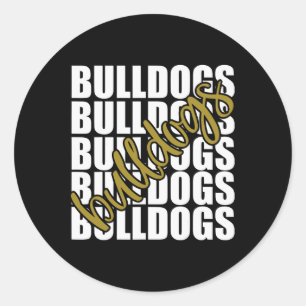 Bulldogs Gold School Sports Fan Team Spirit Classic Round Sticker