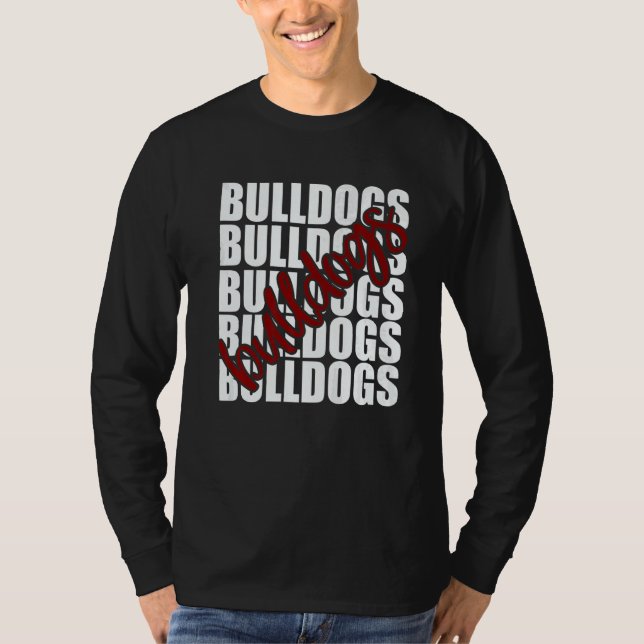 Bulldogs Maroon School Sports Fan Team Spirit   T-Shirt (Front)