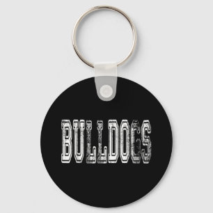 Bulldogs Mascot Distressed Vintage School Sports N Key Ring
