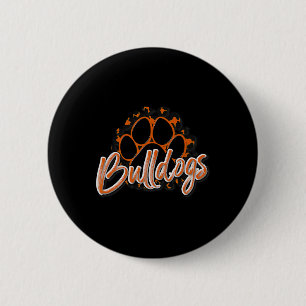 Bulldogs Orange Black Cheetah School Sports Fan Te 6 Cm Round Badge